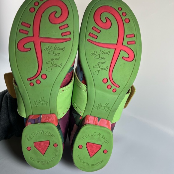John Fluevog Floral Cleo Shoes with Lime Green Accents - Picture 11 of 12